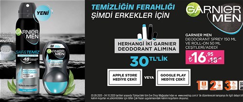 Garnier Men Deodorant Sprey 150 ml ve Roll-On 50 ml Çeşitleri image