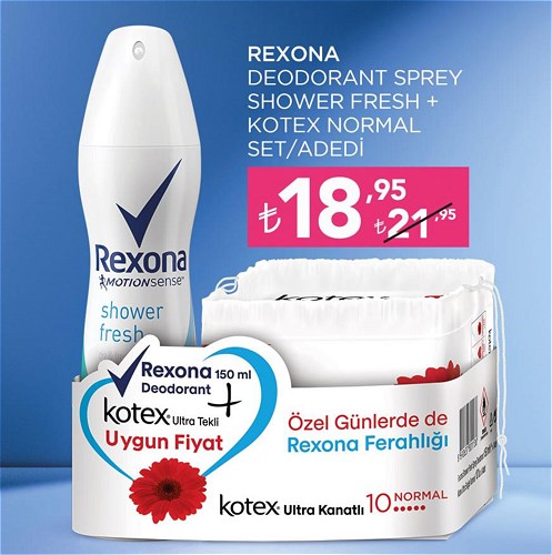 Rexona Deodorant Sprey Shower Fresh+Kotex Normal Set image