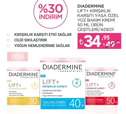 Diadermine Lift+Kırışıklık Karşıtı Yaşa Özel Yüz Bakım Kremi 50 ml Ürün Çeşitler image