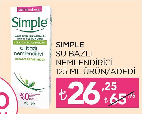 Simple Su Bazlı Nemlendirici 125 ml  image