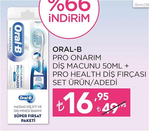 Oral-B Pro Onarım Diş Macunu 50 ml+Pro Health Diş Fırçası Set Ürün image
