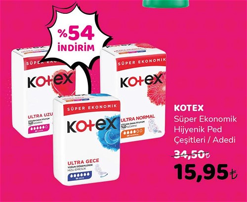 Kotex Süper Ekonomik Hijyenik Ped Çeşitleri / Adedi image