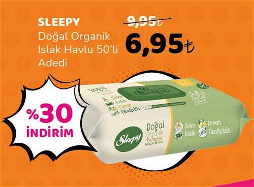 Sleepy Doğal Organik Islak Havlu 50'li image