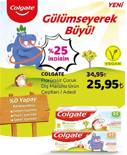 Colgate Florürsüz Çocuk Diş Macunu Ürün Çeşitleri / Adedi image