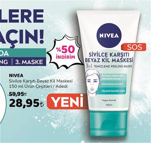 Nivea Sivilce Karşıtı Beyaz Kil Maskesi 150 ml image