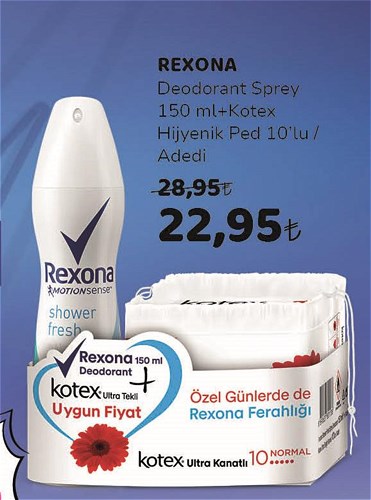 Rexona Deo Sprey 150 ml+Kotex Hijyenik Ped 10'lu image