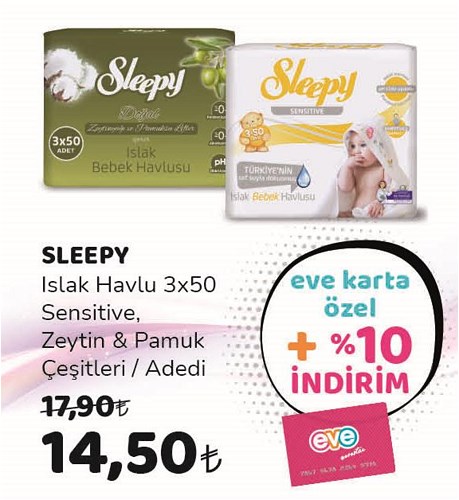 Sleepy Islak Havlu 3x50 Sensitive/Zeytin&Pamuk Çeşitleri  image