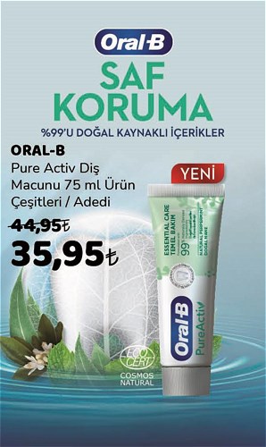 Oral-B Pure Activ Diş Macunu 75 ml Çeşitleri image