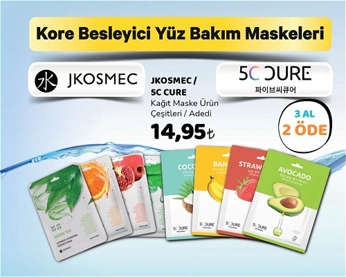 Jkosmec/5C Cure Kağıt Maske Çeşitleri/Adedi image