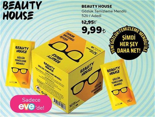 Beauty House Gözlük Temizleme Mendili 52'li image