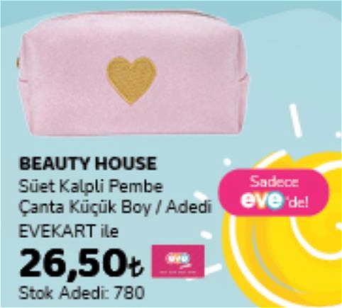 Beauty House Süet Kalpli Pembe Çanta Küçük Boy image