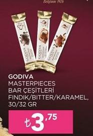 Godiva Masterpieces Bar Çeşitleri Fındık/Bitter/Karamel 30/32 gr image