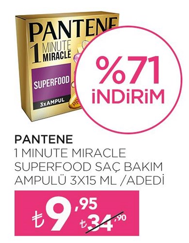 Pantene 1 Minute Miracle Superfood Saç Bakım Ampulü 3x15 ml image