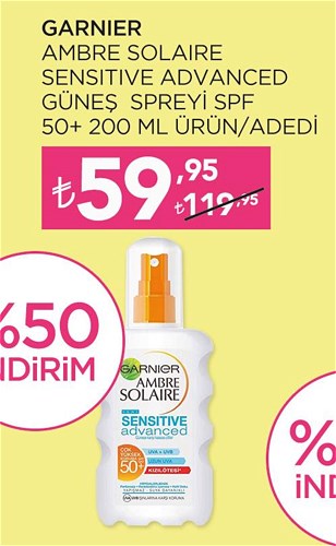 Garnier Ambre Solaire Sensitive Advanced Güneş Spreyi SPF 50+ 200 ml image