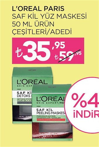 Loreal Paris Saf Kil Yüz Maskesi 50 ml Ürün Çeşitleri image