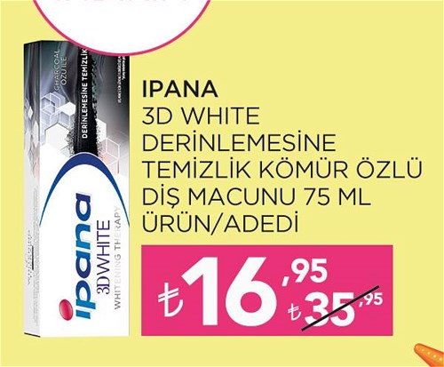 Ipana 3D White Derinlemesine Temizlik Kömür Özlü Diş Macunu 75 ml image