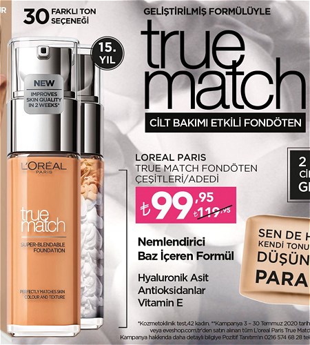 Loreal Paris True Match Fondöten Çeşitleri/Adedi image