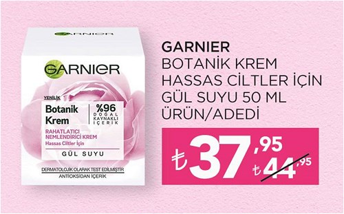 Garnier Botanik Krem Hassas Ciltler için Gül Suyu 50 ml image