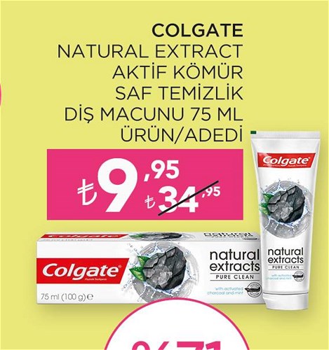 Colgate Natural Extract Aktif Kömür Saf Temizlik Diş Macunu 75 ml image