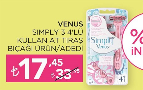 Venüs Simply 3 4'lü Kullan At Turaş Bıçağı  image