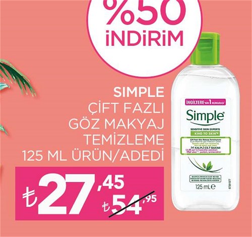 Simple Çift Fazlı Göz Makyaj Temizleme 125 ml image