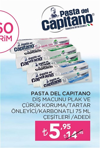 Pasta Del Capitano Diş Macunu Plak ve Çürük Koruma/Tartar Önleyici/Karbonatlı 75 image