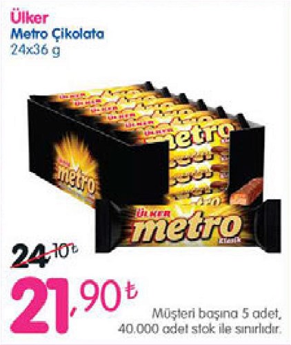 Bizim Toptan Ülker Metro Çikolata 24x36 g