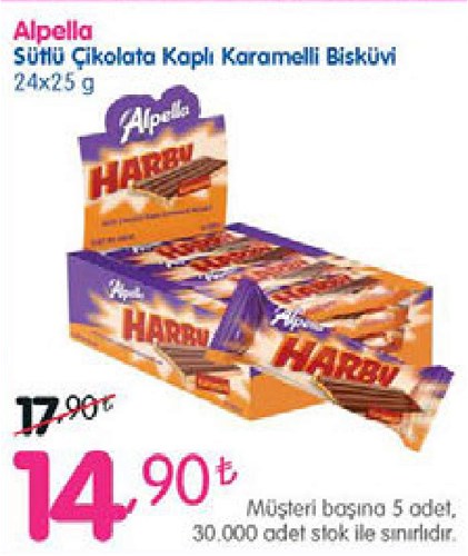 Alpella Sütlü Çikolata Kaplı Karamelli Bisküvi 24x25 g image