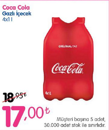 Coca Cola Gazlı İçecek 4x1 l image