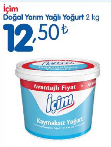 İçim Doğal Yarım Yağlı Yoğurt 2 kg image