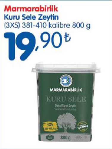 Marmarabirlik Kuru Sele Zeytin (3XS) 381-410 kalibre 800 g image