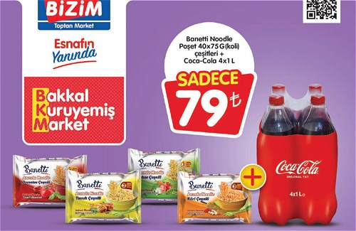 Banetti Noodle Poşet 40x75 G (koli) Çeşitleri + Coca-Cola 4x1 L image