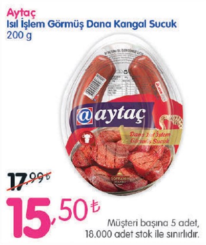 Aytaç Isıl İşlem Görmüş Dana Kangal Sucuk 200 g image