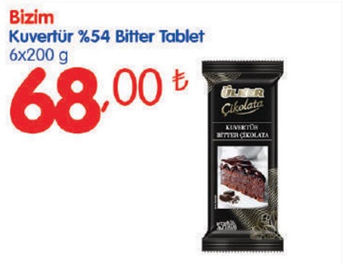 Bizim Kuvertür %54 Bitter Tablet 6x200 g image