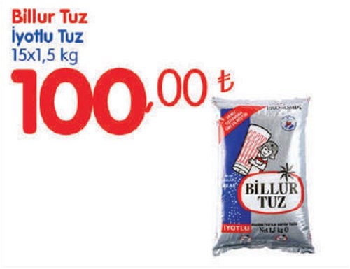 Billur Tuz İyotlu Tuz 15x1,5 kg image