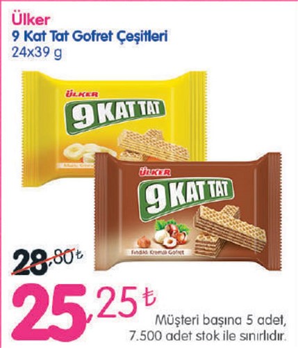 Ülker 9 Kat Tat Gofret Çeşitleri 24x39 g image