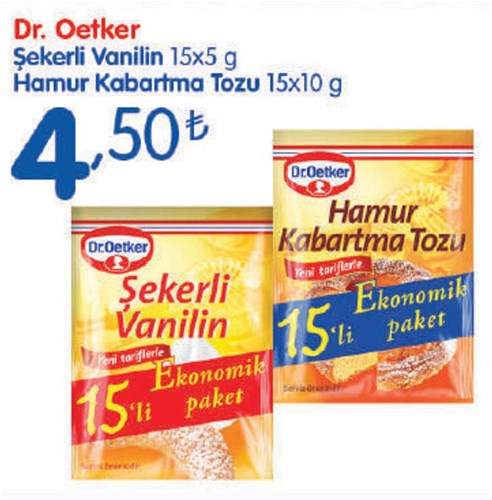 Dr.Oetker Şekerli Vanilin 15x5 g/Hamur Kaburtma Tozu 15x10 g image