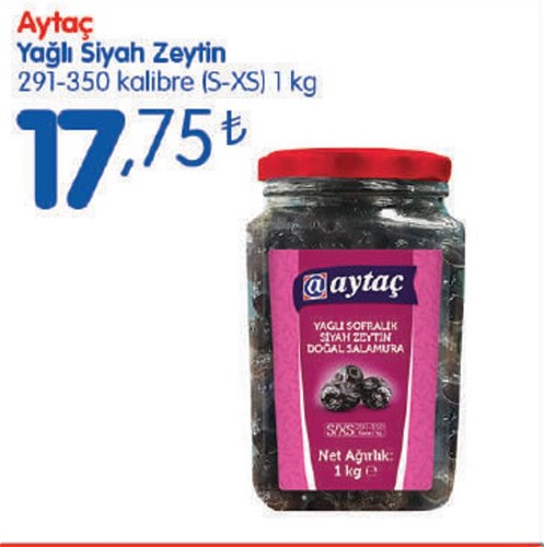 Aytaç Yağlı Siyah Zeytin 291-350 Kalibre S-XS 1 kg image