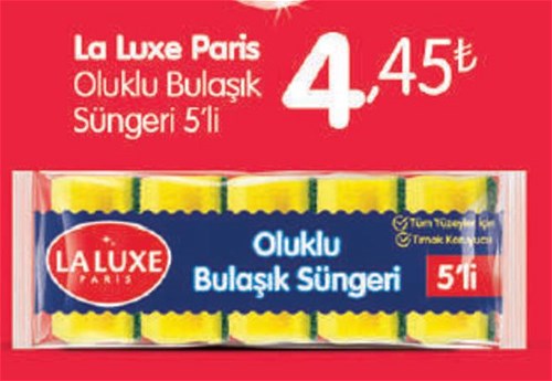 La Luxe Paris Oluklu Bulaşık Süngeri 5'li image