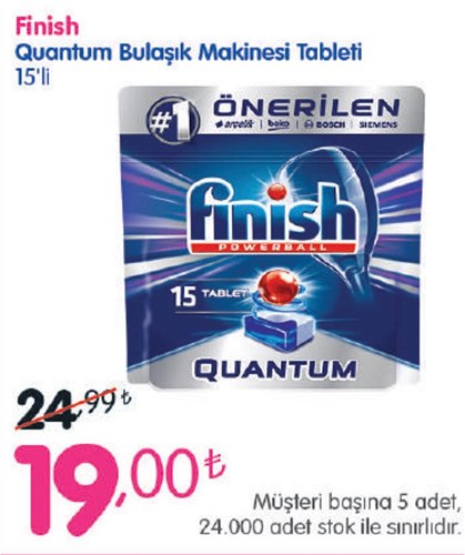 Finish Quantum Bulaşık Makinesi Tableti 15'li image