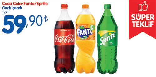 Coca Cola/Fanta/Sprite Gazlı İçecek 12x1 l image