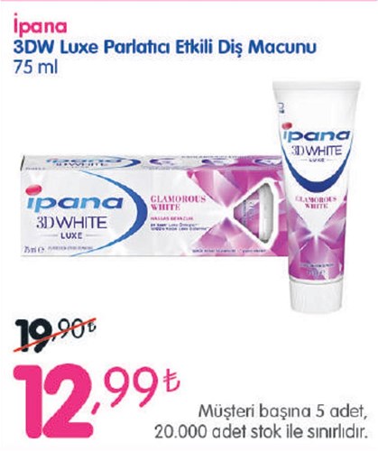 İpana 3DW Luxe Parlatıcı Etkili Diş Macunu 75 ml image