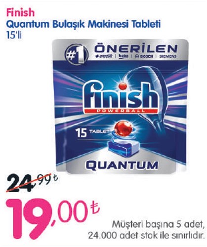 Finish Quantum Bulaşık Makinesi Tableti 15'li image