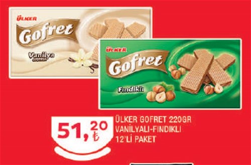 Ülker Gofret 220 gr Vanilyalı-Fındıklı 12'li Paket image