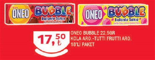 Ülker Oneo Bubble 22,5 gr Kola/Frutti Aro. 18'li Paket image
