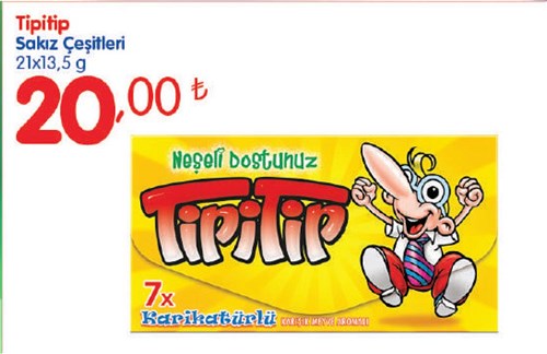 Bizim Toptan Tipitip Sakız Çeşitleri 21x13,5 g