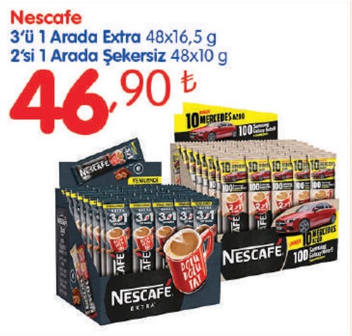 Nescafe 3'ü 1 Arada Extra 48x16,5 g/2'si 1 Arada Şekersiz 48x10 g image