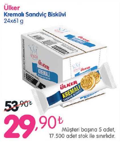Ülker Kremalı Sandviç Bisküvi 24x61 g image