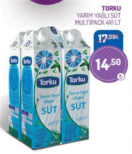 Torku Yarım Yağlı Süt Multipack 4x1 lt image