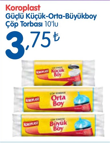 Koroplast Güçlü Küçük/Orta/Büyük Boy Çöp Torbası 10'lu image